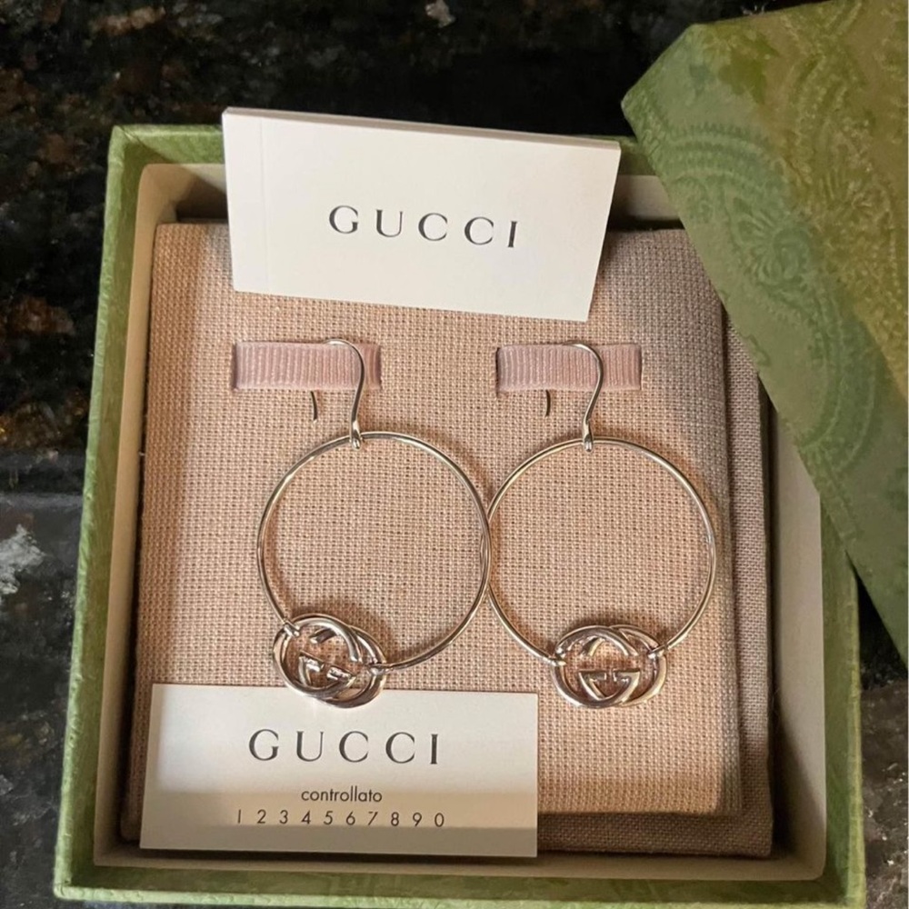 Gucci Britt Hoop Earrings Sterling Silver